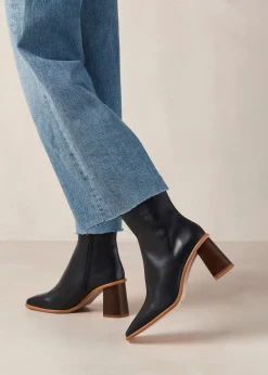 West Vintage Black Leather Ankle Boots