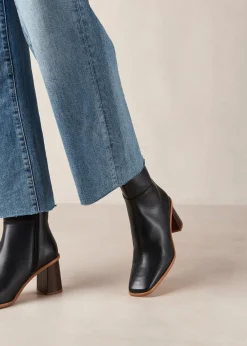 West Vintage Black Leather Ankle Boots