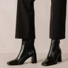 West Vintage Total Black Leather Ankle Boots