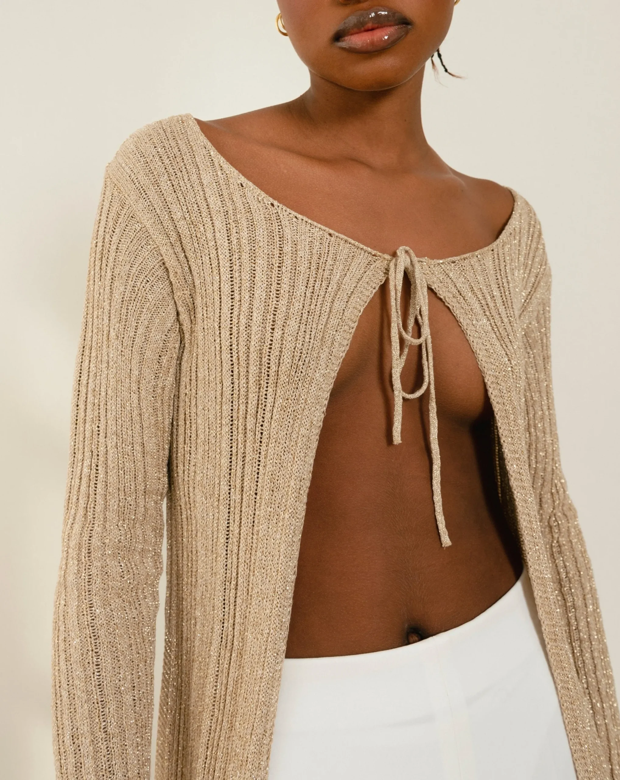 Witty Cream Tricot Cardigan