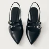 Wren Black Leather Ballet Flats