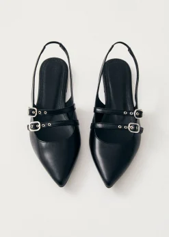 Wren Black Leather Ballet Flats